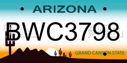 BWC3798 Arizona License Plate