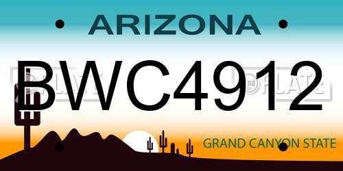 BWC4912 Arizona License Plate