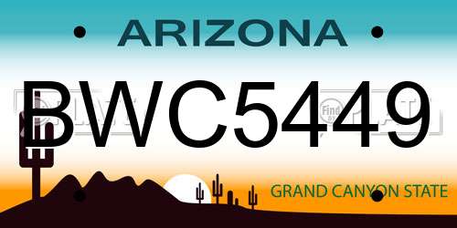 BWC5449 Arizona License Plate