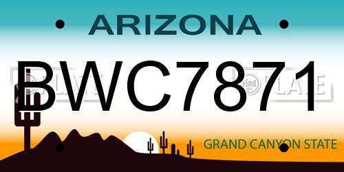 BWC7871 Arizona License Plate