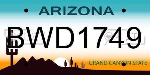 BWD1749 Arizona License Plate