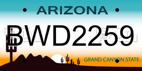 BWD2259 Arizona License Plate