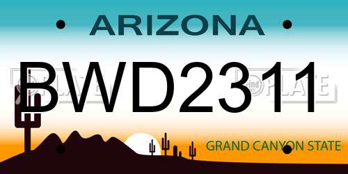 BWD2311 Arizona License Plate