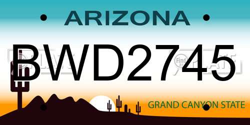 BWD2745 Arizona License Plate