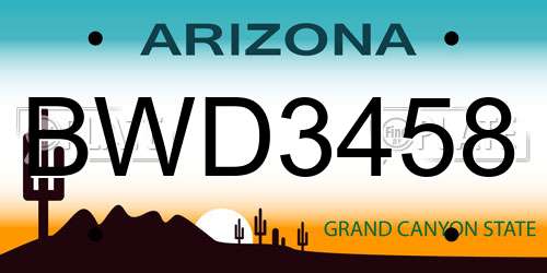 BWD3458 Arizona License Plate