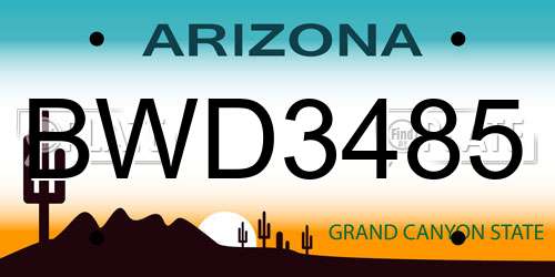 BWD3485 Arizona License Plate