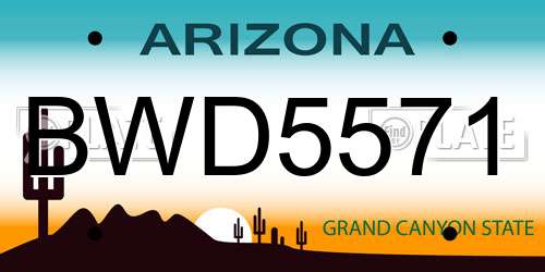 BWD5571 Arizona License Plate