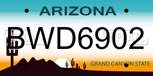 BWD6902 Arizona License Plate