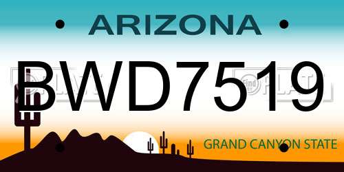 BWD7519 Arizona License Plate