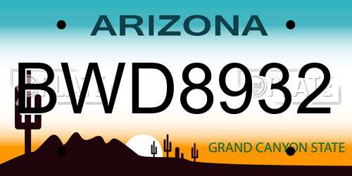BWD8932 Arizona License Plate
