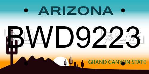 BWD9223 Arizona License Plate