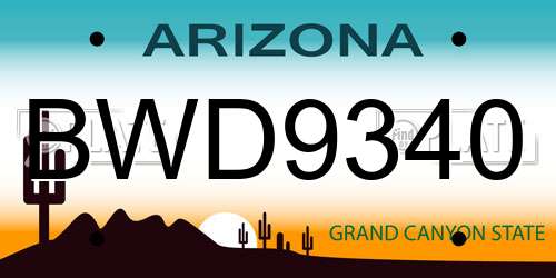 BWD9340 Arizona License Plate