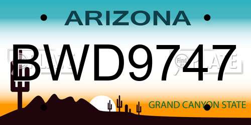 BWD9747 Arizona License Plate