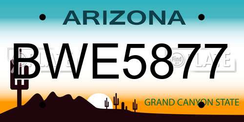 BWE5877 Arizona License Plate