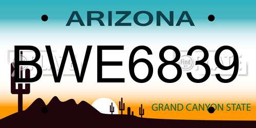 BWE6839 Arizona License Plate