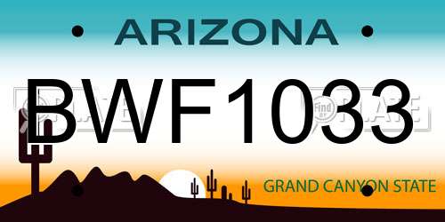 BWF1033 Arizona License Plate