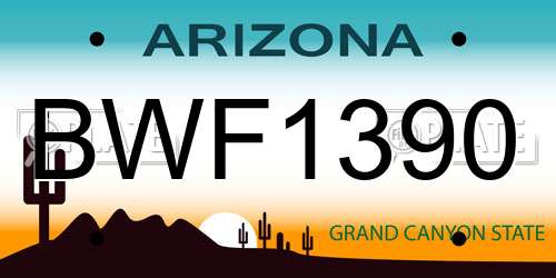 BWF1390 Arizona License Plate