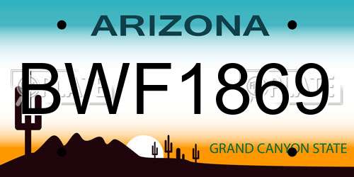 BWF1869 Arizona License Plate
