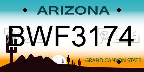 BWF3174 Arizona License Plate