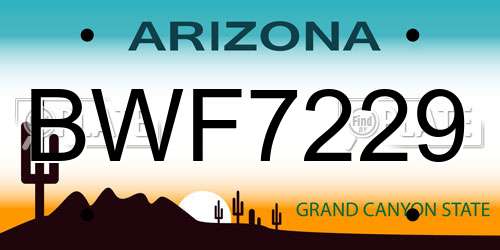 BWF7229 Arizona License Plate