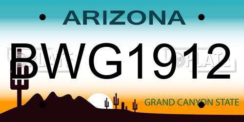 BWG1912 Arizona License Plate