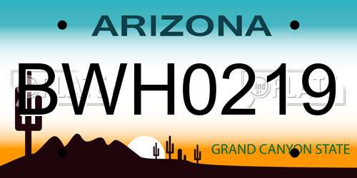 BWH0219 Arizona License Plate