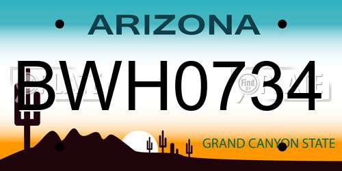 BWH0734 Arizona License Plate