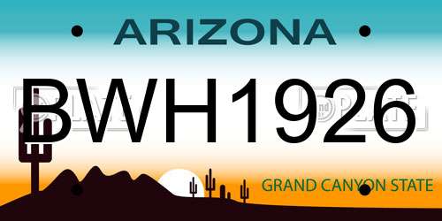 BWH1926 Arizona License Plate