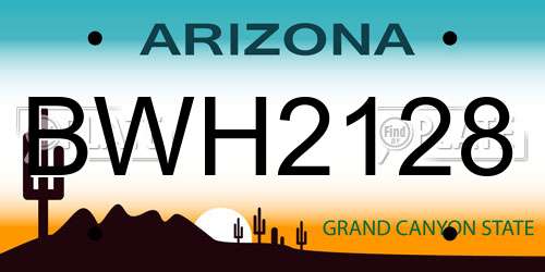 BWH2128 Arizona License Plate