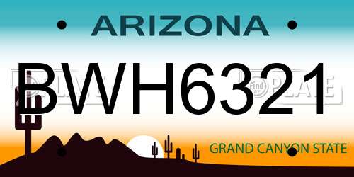 BWH6321 Arizona License Plate