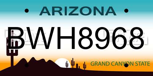 BWH8968 Arizona License Plate