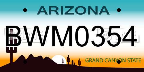 BWM0354 Arizona License Plate