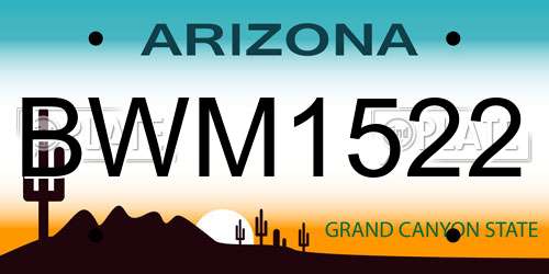 BWM1522 Arizona License Plate