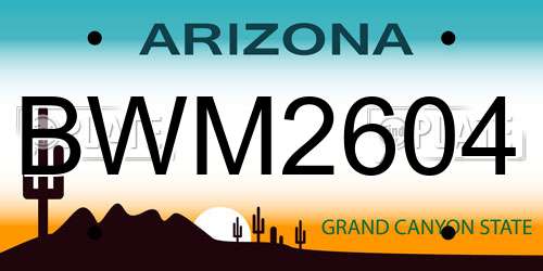 BWM2604 Arizona License Plate