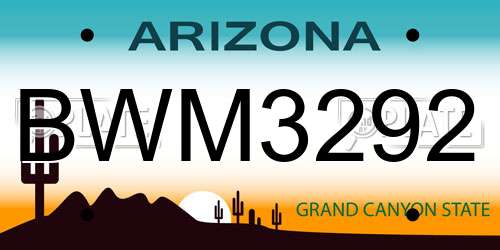 BWM3292 Arizona License Plate