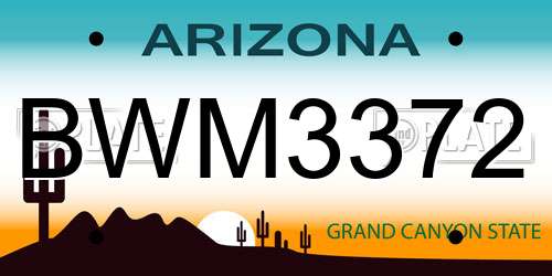 BWM3372 Arizona License Plate