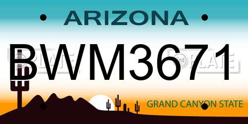BWM3671 Arizona License Plate