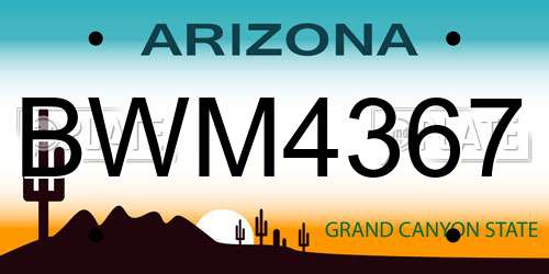BWM4367 Arizona License Plate