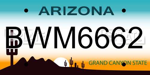 BWM6662 Arizona License Plate