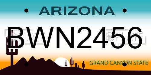 BWN2456 Arizona License Plate