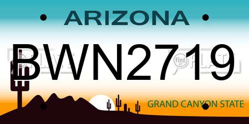 BWN2719 Arizona License Plate