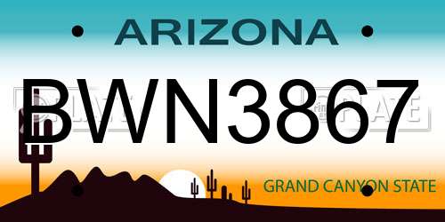 BWN3867 Arizona License Plate