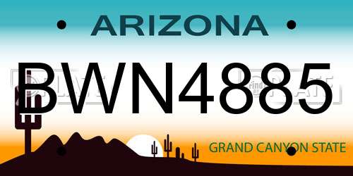 BWN4885 Arizona License Plate