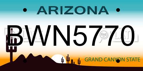 BWN5770 Arizona License Plate