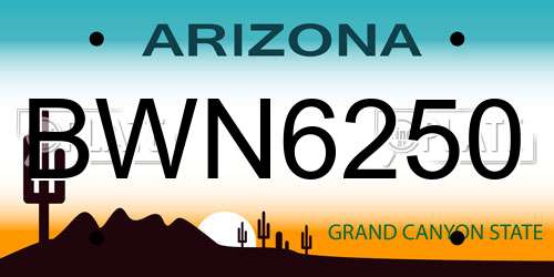 BWN6250 Arizona License Plate