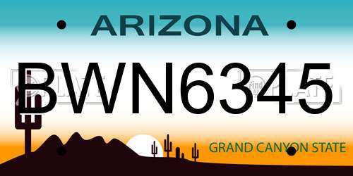BWN6345 Arizona License Plate