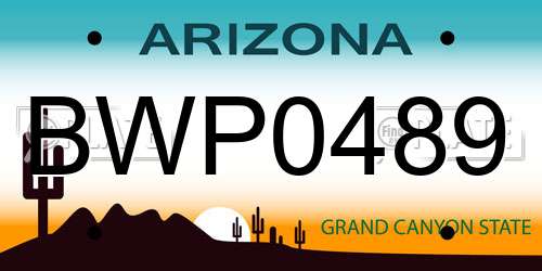 BWP0489 Arizona License Plate