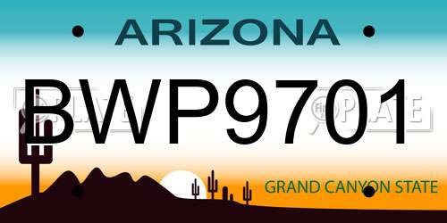 BWP9701 Arizona License Plate