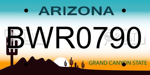 BWR0790 Arizona License Plate
