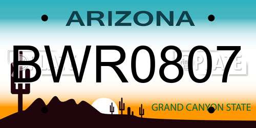 BWR0807 Arizona License Plate